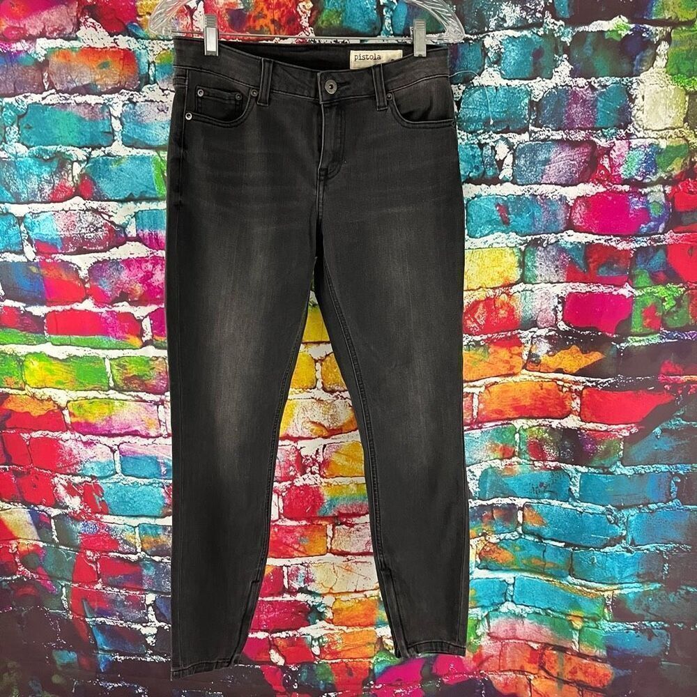 Pistola Black Denim Skinny Jeans Size 28 Stretch Zipper Ankles